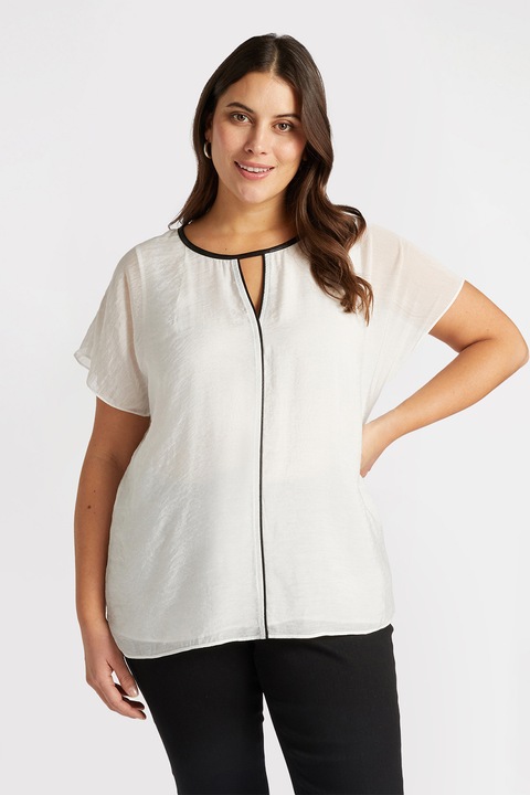 FIORELLA RUBINO, Bluza lejera cu maneci scurte, Negru/Alb murdar