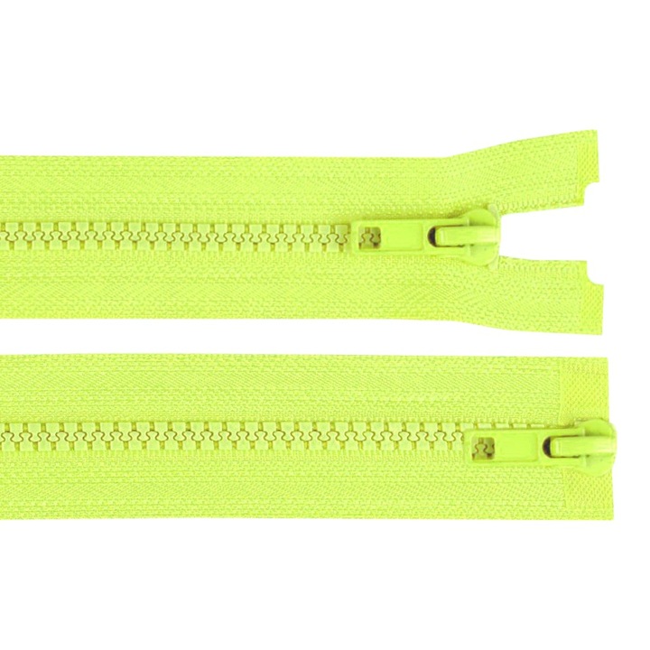 Fermoar plastic detasabil Crisalida, 2 cursoare, lungime 70 cm, Galben neon