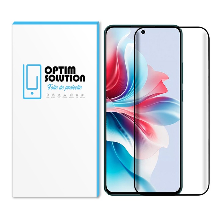 Folie din Sticla Securizata Gallant 5D pentru Oppo A40 4G / A60 5G, OPTIM SOLUTION, Advanced Touch Sensitivity, Edge-to-Edge Cover, High Resolution, Color Vibrancy, UHD Clarity, Optical Grade Glass, Optim Protection, Original Visual Experience, Negru