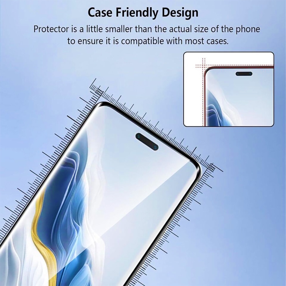 Folie din Sticla Securizata Gallant 5D compatibila cu Honor Magic6 Pro, OPTIM SOLUTION, Curved Screen, Rezistenta 9H (Anti-Explozie) cu Lipire pe Toata Suprafata, HD Clarity, Full Glue, Unbreakable Edges, Optim Protection Technology, Clear Vision, Negru
