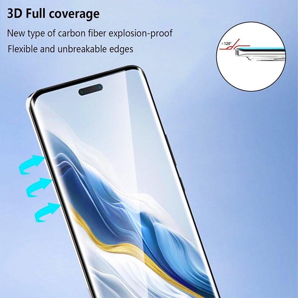 Folie din Sticla Securizata Gallant 5D compatibila cu Honor Magic6 Pro, OPTIM SOLUTION, Curved Screen, Rezistenta 9H (Anti-Explozie) cu Lipire pe Toata Suprafata, HD Clarity, Full Glue, Unbreakable Edges, Optim Protection Technology, Clear Vision, Negru