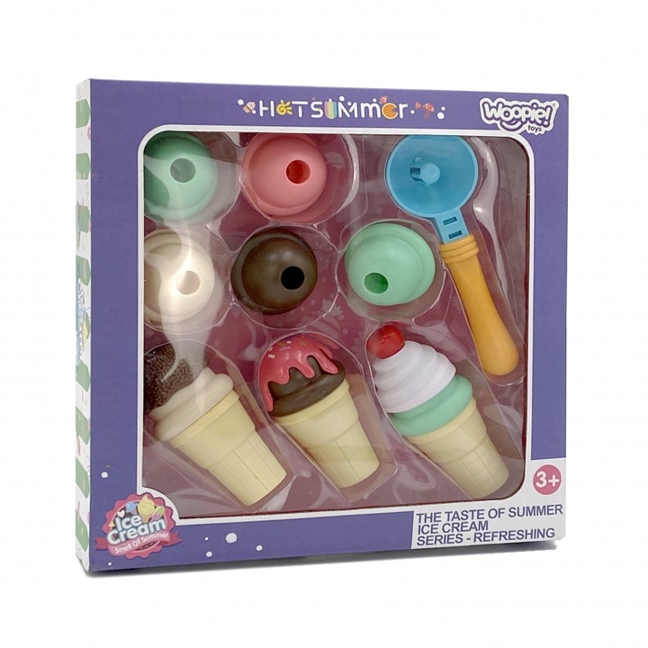 Fagylaltkészítő játékkészlet, Woopie, 15 elem, többszínű