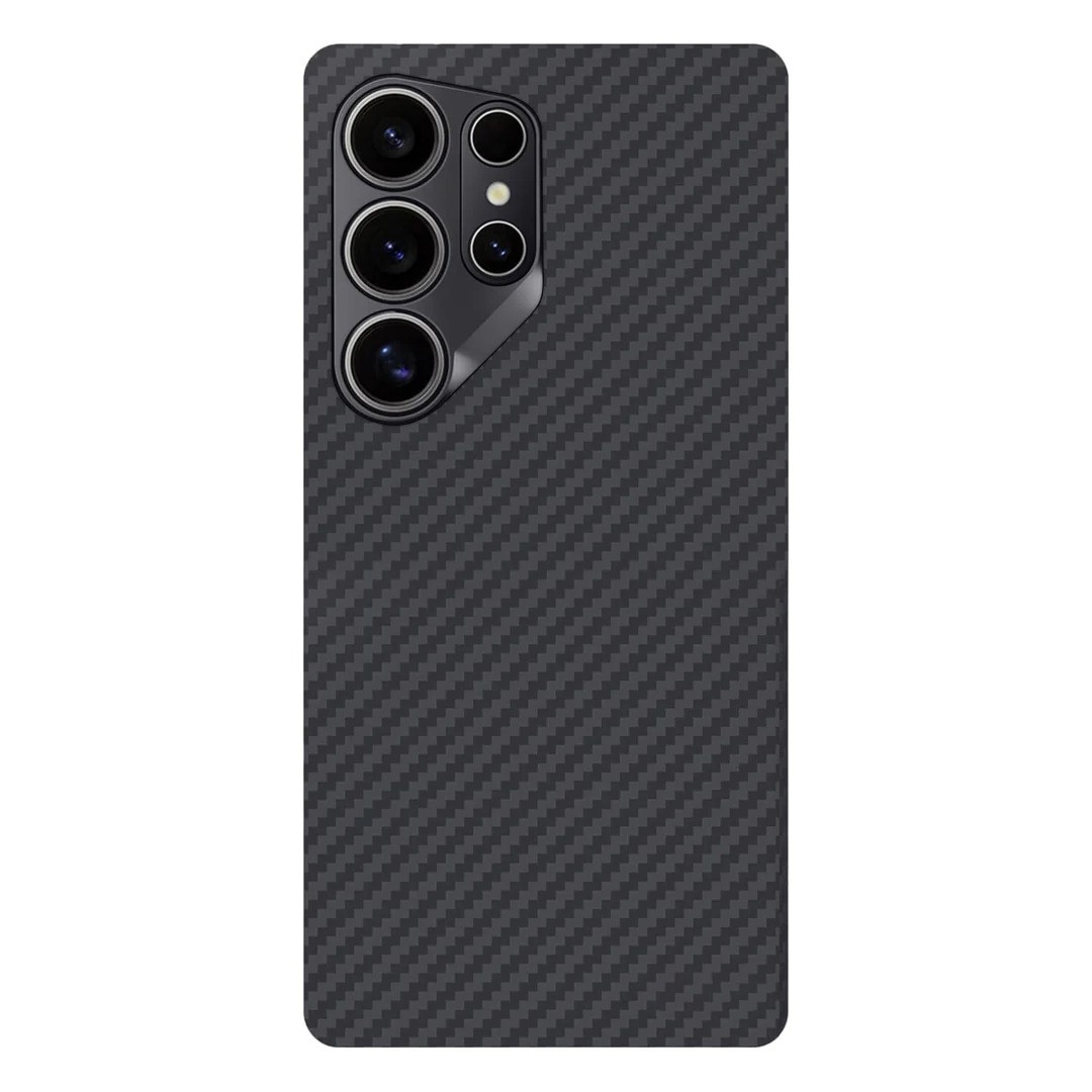 Husa Premium pentru Samsung Galaxy S25 Ultra din fibra de aramida/kevlar, MagSafe, Protectie Impotriva socurilor, Protectie Camera, Negru