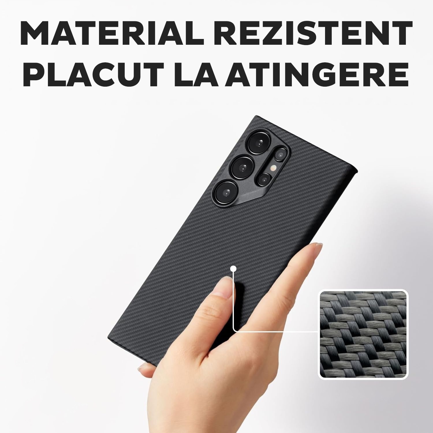Husa Premium pentru Samsung Galaxy S25 Ultra din fibra de aramida/kevlar, MagSafe, Protectie Impotriva socurilor, Protectie Camera, Negru