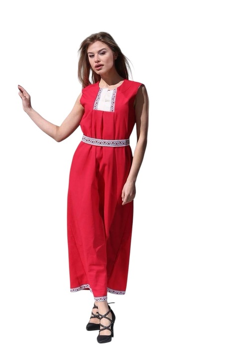 Дълга рокля с шевици Podium.bg, Бродерия, Лен