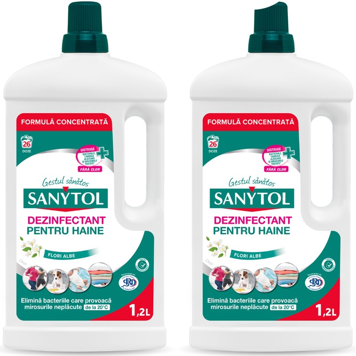 Pachet dezinfectant haine flori albe, Sanytol 2 buc x 1.2L