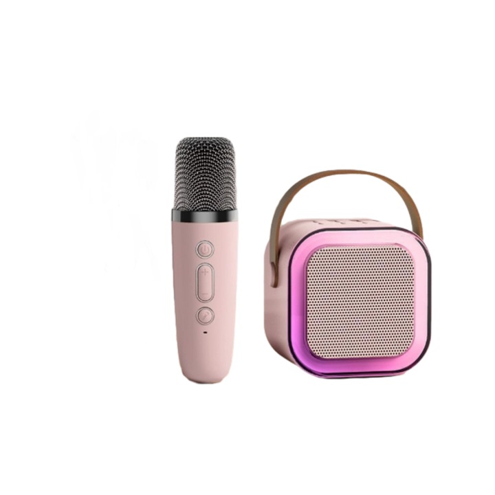 Intelligens hangszóró mikrofonnal, Bluetooth kapcsolat, IOS/Android, kiváló hangminőség, tökéletes karaokehoz, AT PERFORMANCE, rózsaszín