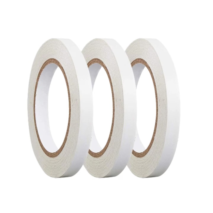 Set 3 role banda dublu adeziva Bnchi, 27 m x 10 mm, hartie, alb