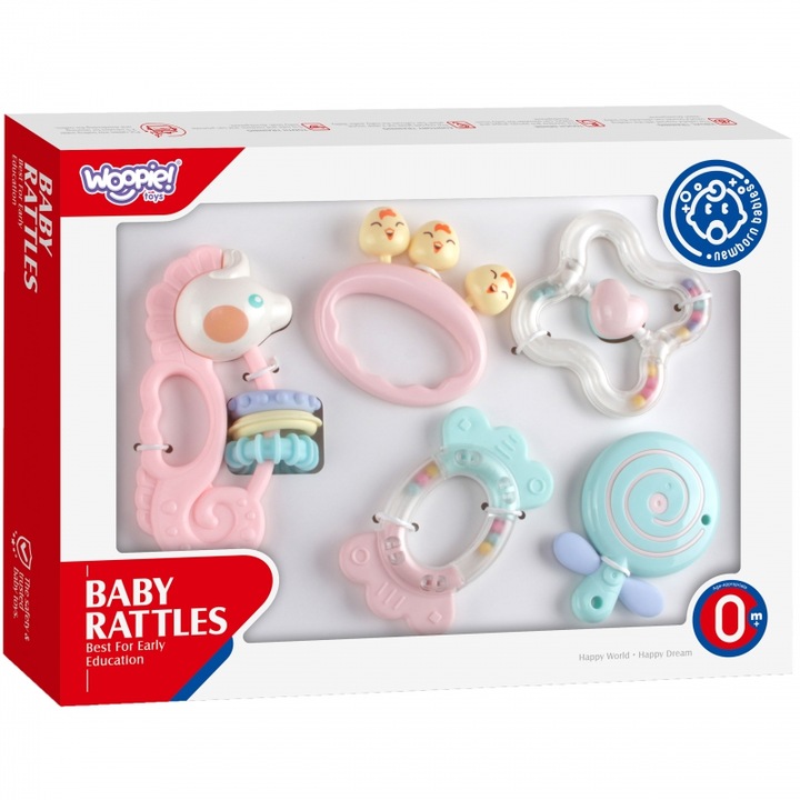 Woopie szenzoros rágóka játék szett, 5 elem, többszínű, 34x25x5cm