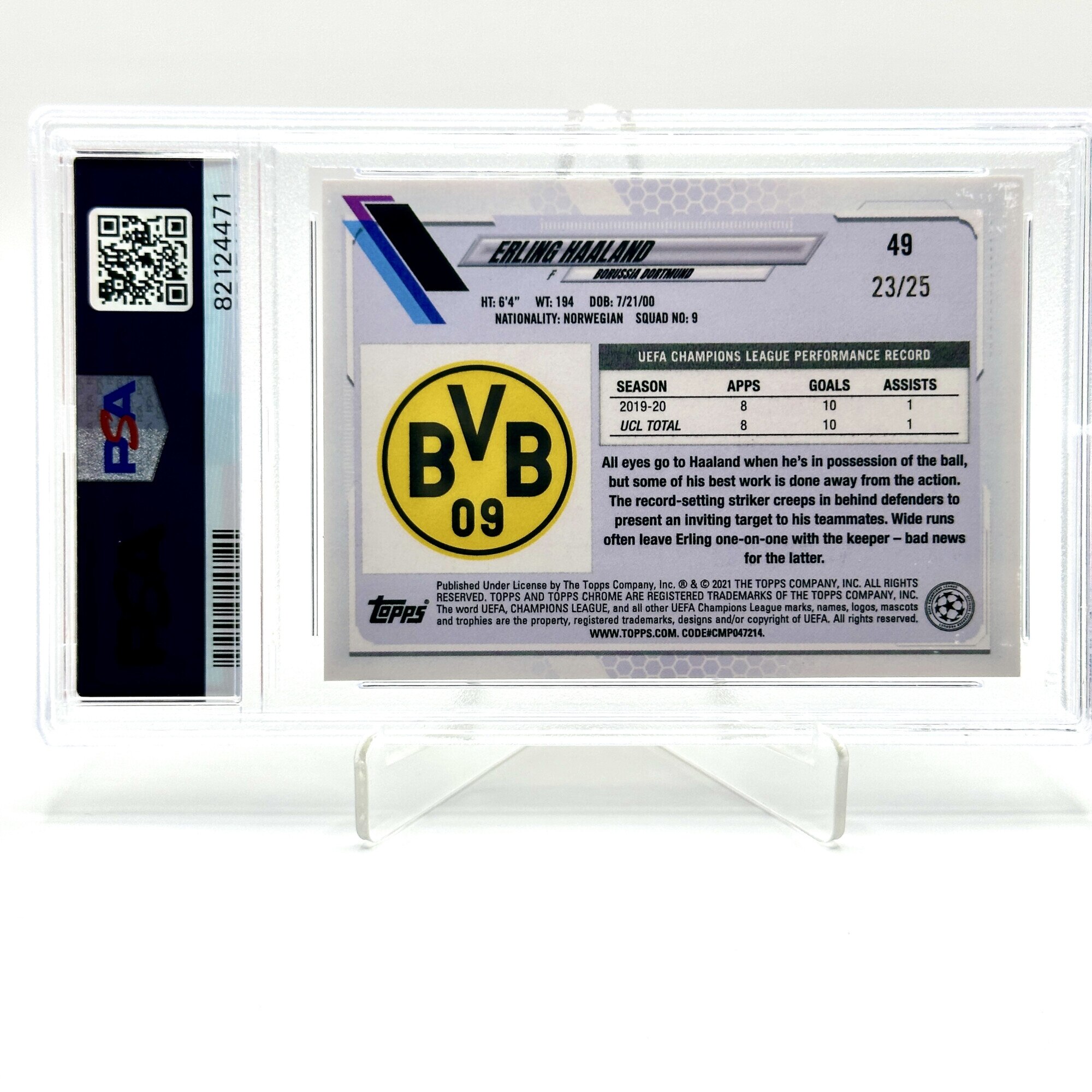 Cartonas de fotbal Topps Erling Haaland 2020-21 Topps Chrome UCL