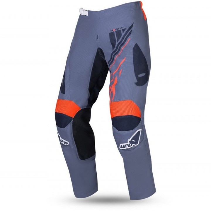Pantaloni motocross UFO Genesis gri/negru, marimea 50, cu intarituri elastice