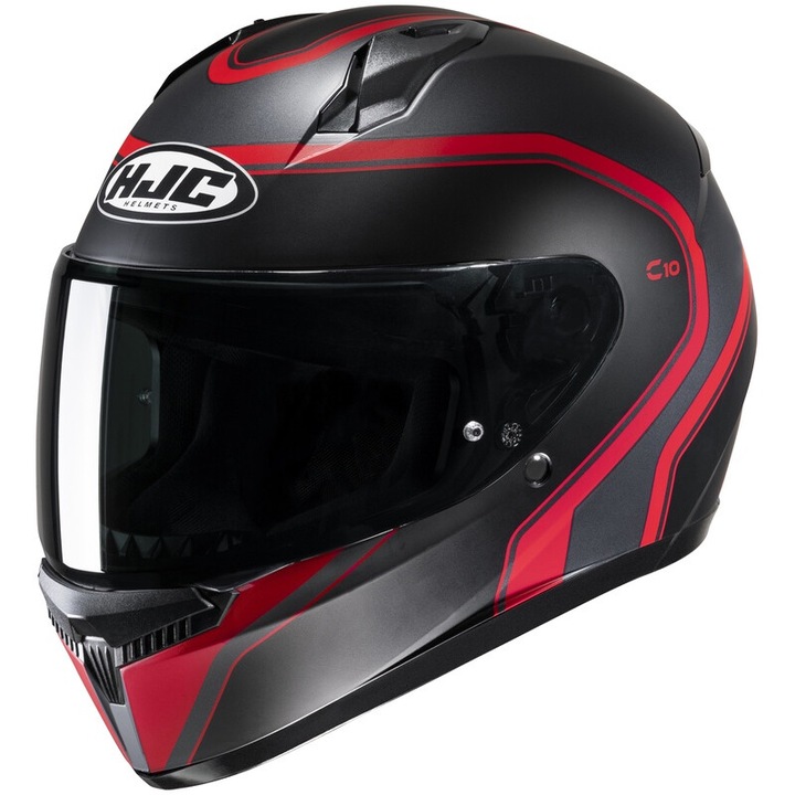 Casca moto HJC C10, negru/rosu, ventilare avansata, protectie UV, marime L