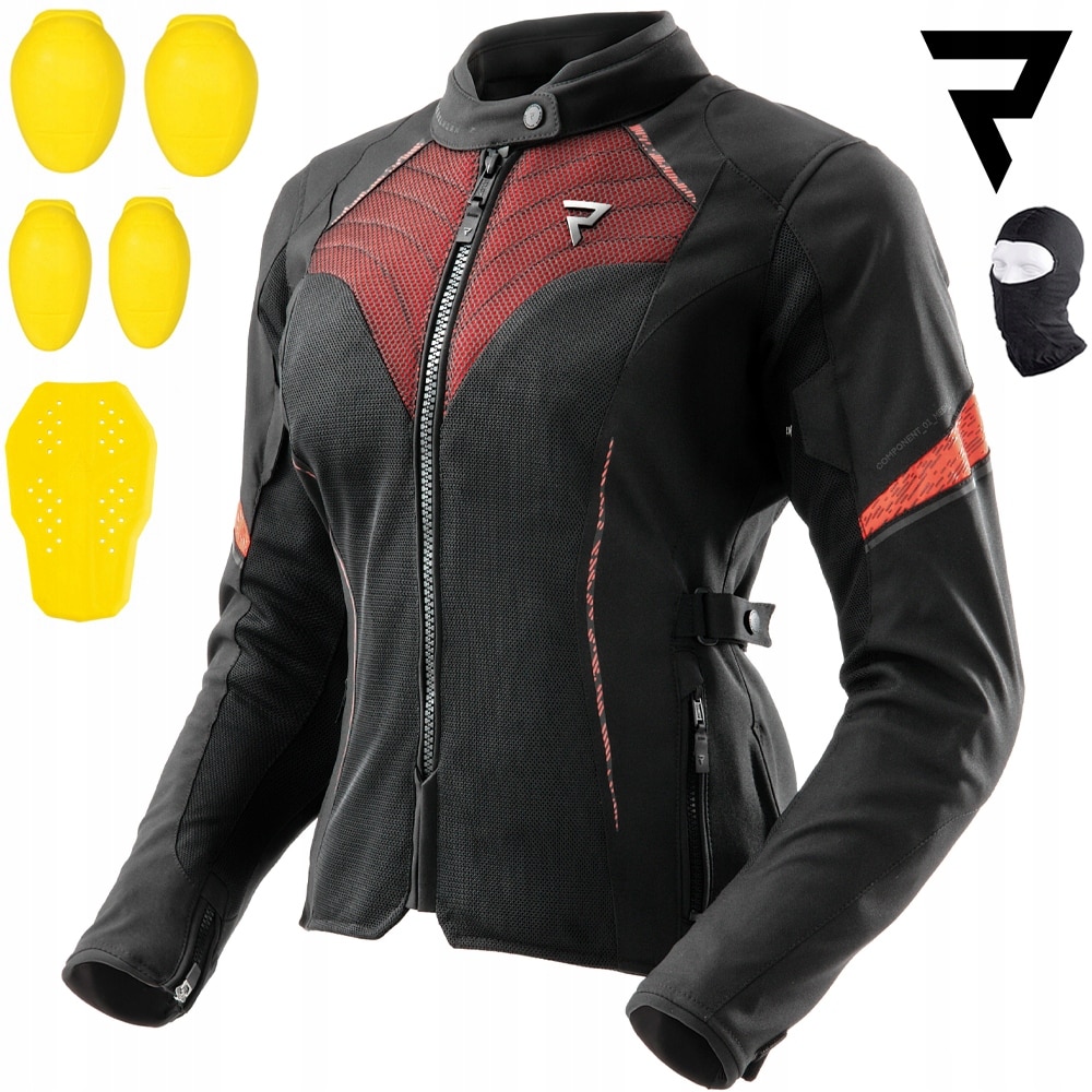Jacheta motocycloare Rebelhorn JAX, 4XL, rosu/negru, impermeabila