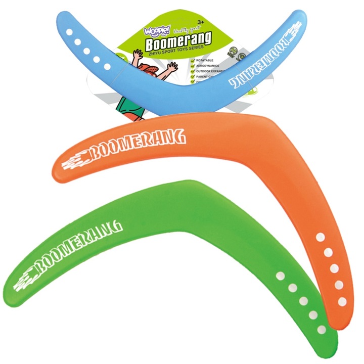 Jucarie boomerang WOOPIE, dezvolta motricitatea, multicolor, 3+ ani