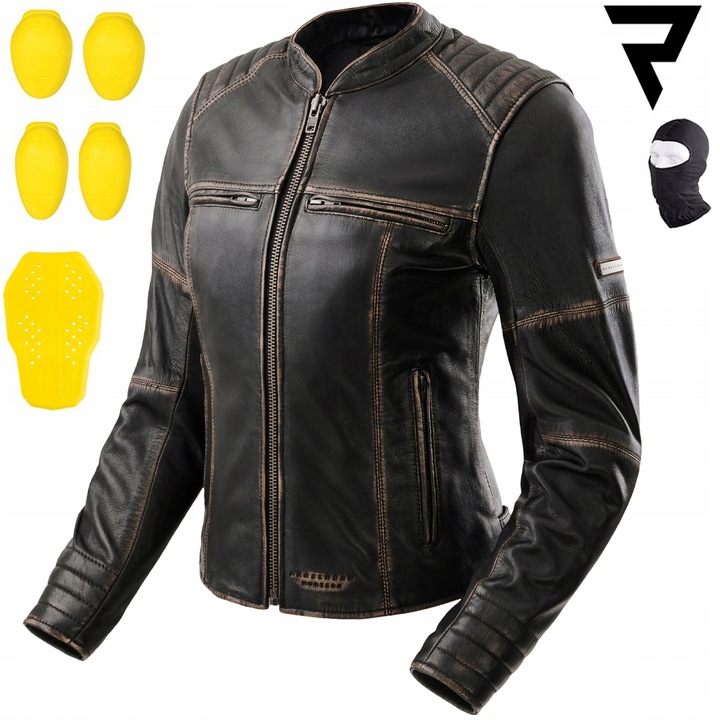 Rebelhorn Hunter II női motoros dzseki, bőr, fekete, L méret, CE protektor szettel