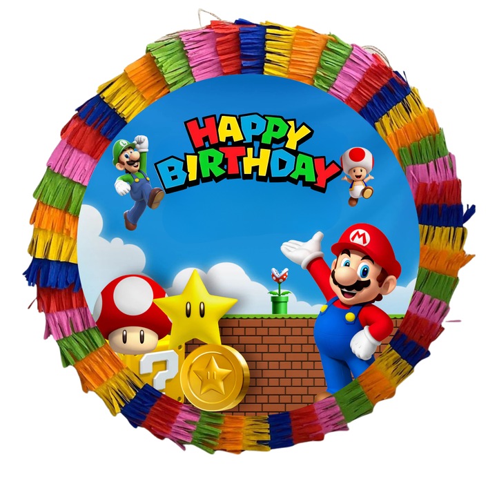 Pinata pentru petreceri, 35 cm, multicolora, model Super Mario