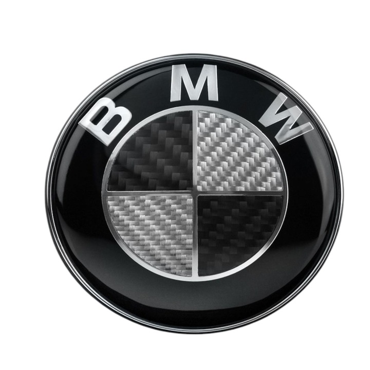 Emblema BMW portbagaj/haion 74mm, negru-carbon