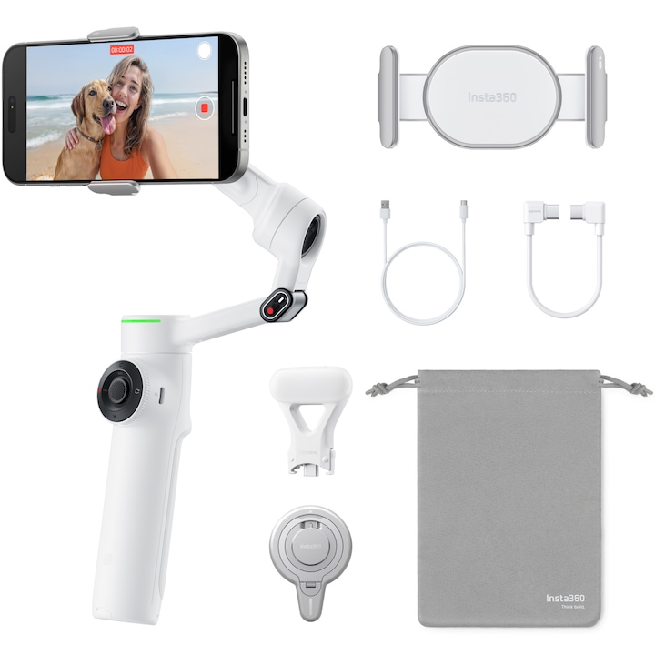 Стабилизираща система Insta360 Flow 2 Pro Creator Kit, Stone White