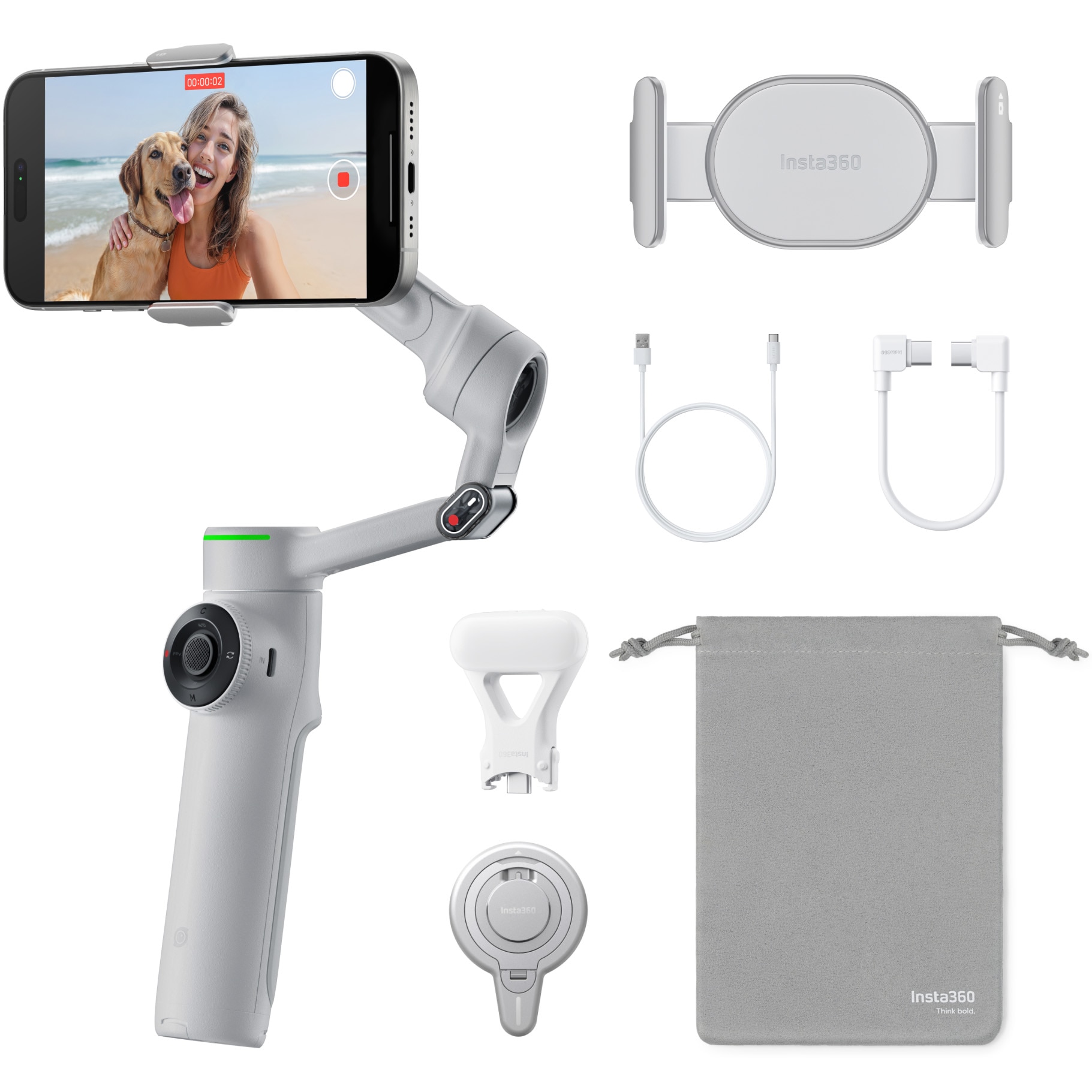 Sistem de stabilizare Insta360 Flow 2 Pro Creator Kit, Stone