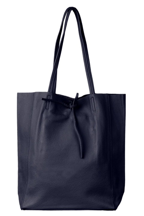 Geanta shopper bleumarin din piele naturala