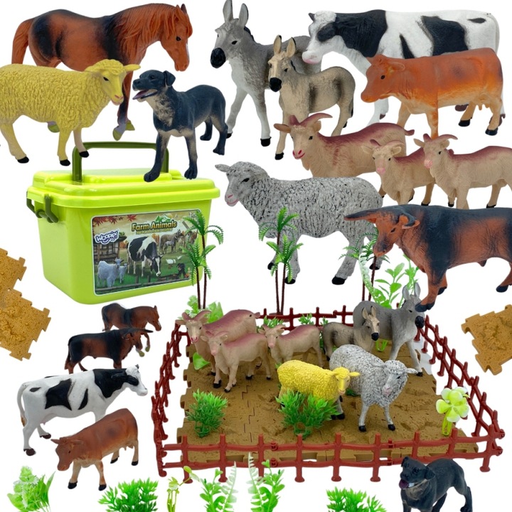 Set Figurine Ferma, Woopie, 12 animale, 44 accesorii