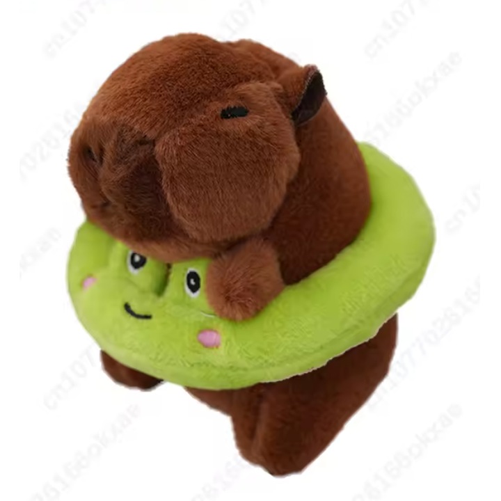 Плюшена играчка, спасителен пояс Capybara, ключодържател VICTINY®, кафяво/зелено 12 см