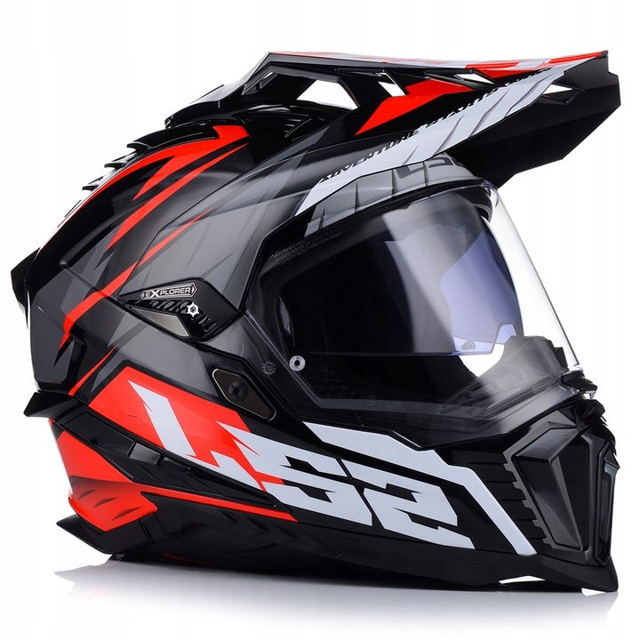 Casca motocross cu Pinlock si viziera antiaburire, LS2, MX701 Explorer II, 59-60cm, Rosu/Negruu, L