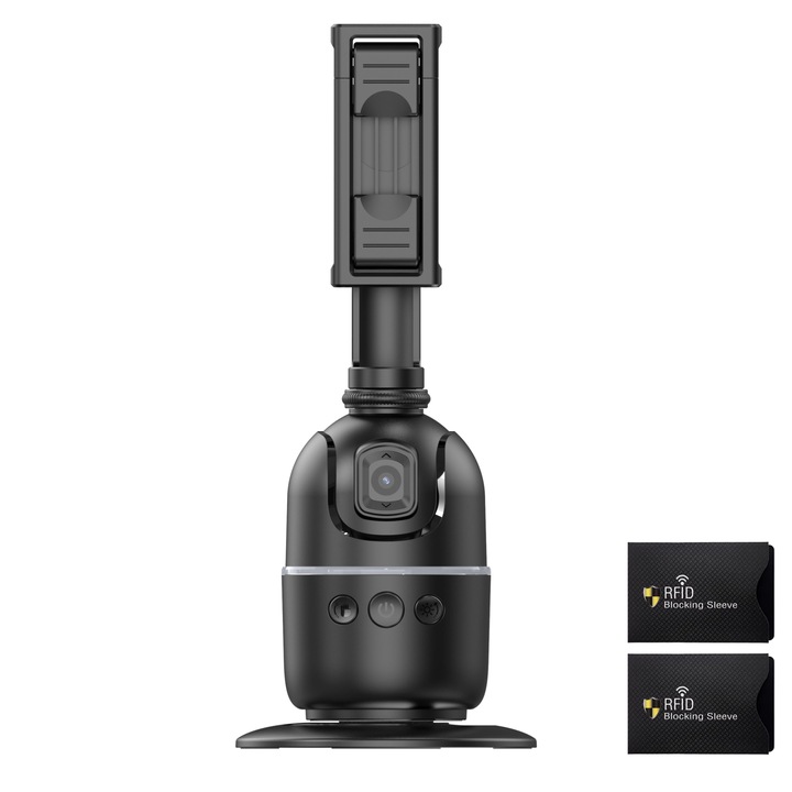 Gimbal Smart 360°, Dispozitiv Urmarire Faciala pentru Telefon si Camera, Rotatie 360°, Smart Face Track, 2 Protectii Rfid Pro, UnderShop®