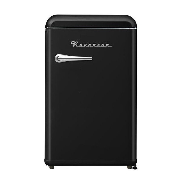 Frigider cu congelator Retro, Ravanson LKK-120ERB, negru, 106l, 12l