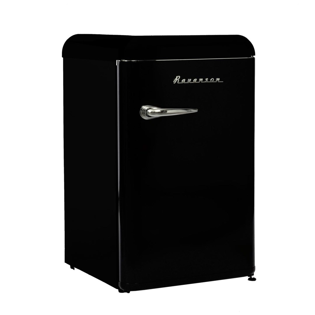 Frigider cu congelator Retro, Ravanson LKK-120ERB, negru, 106l, 12l