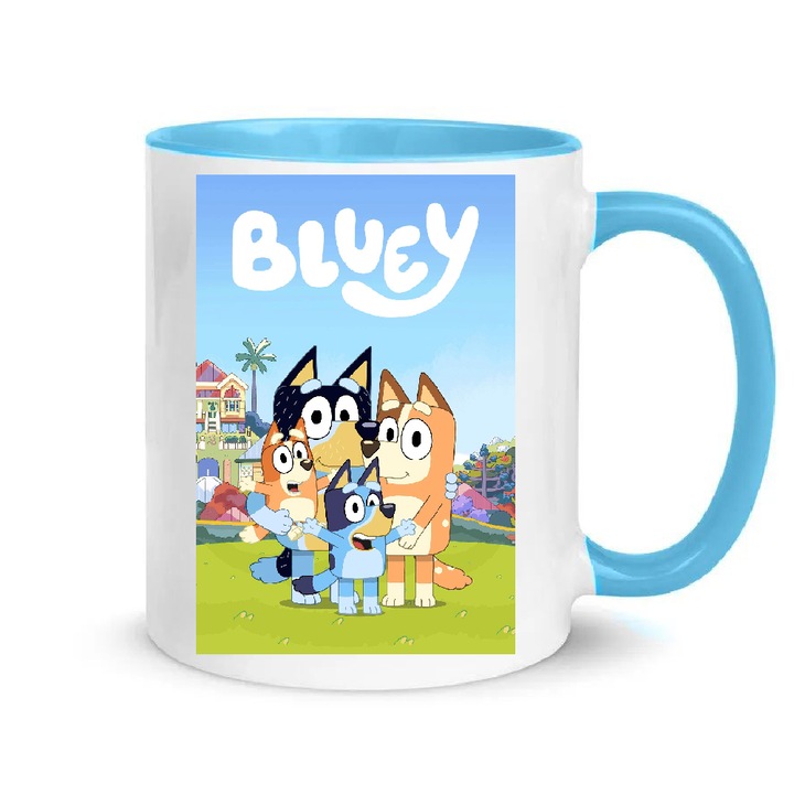 Cana ceramica Bluey No.3, 330ml, alb-albastru