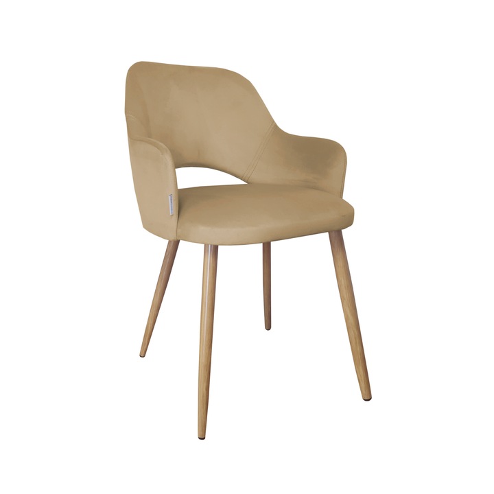 Стол Atos Milano, тапицерия от кадифе, метал, 76x54x50см, цвят: бежов