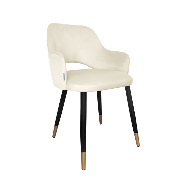 Стол Atos Milano, кремав, кадифе, 76x54x50 см, включен комплект за сглобяване