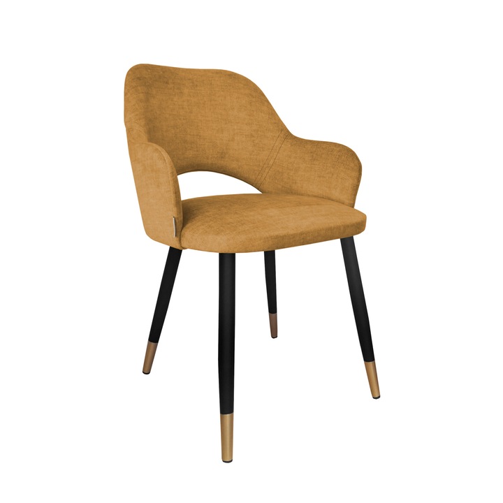 Стол Milano, Atos, тапицерия от кадифе, черно със златно, 76x57x50см