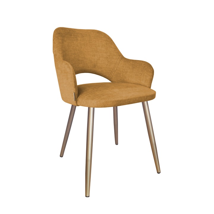 Стол Atos Milano, кадифена тапицерия, златни метални крака, 76x57x50см