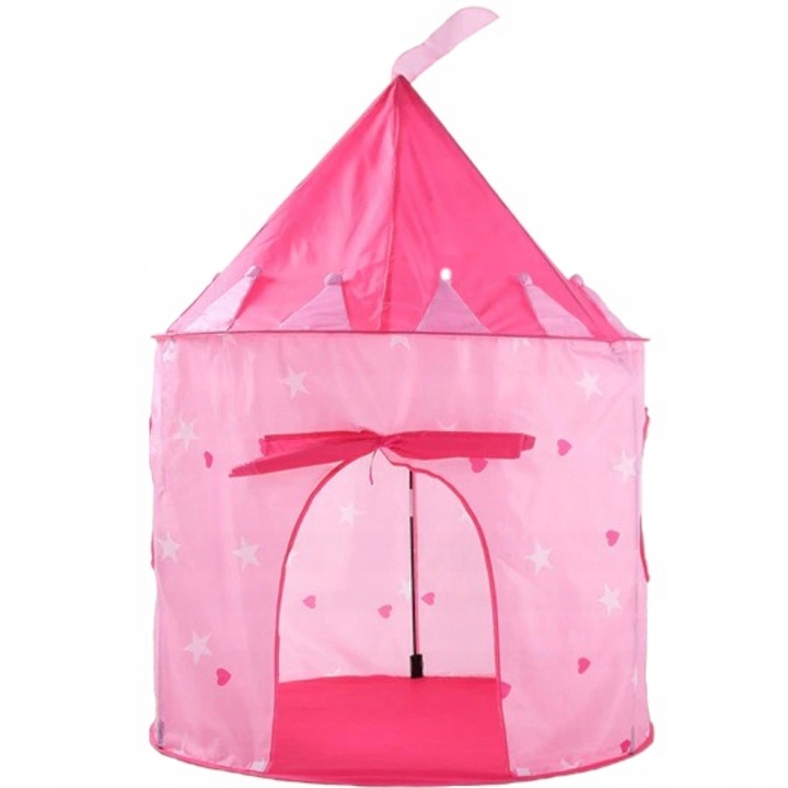 Cort pentru copii Luxma, model castel, 135x105cm, cu podea, poliester, roz