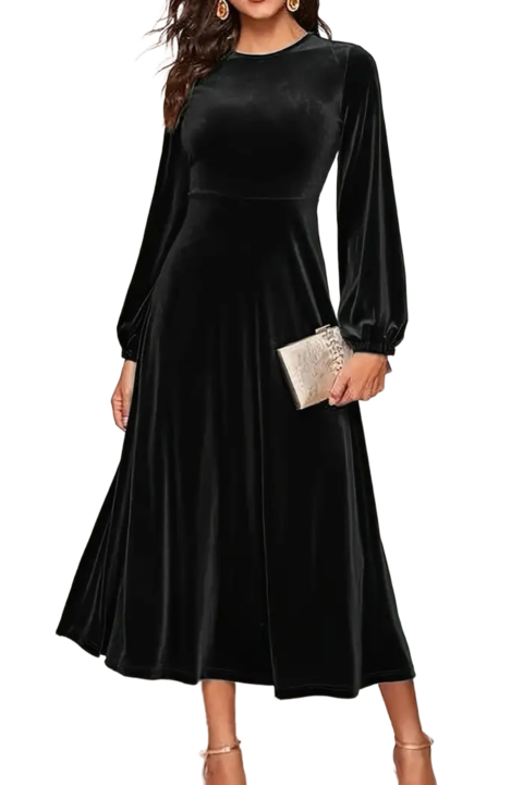 Rochie lunga din catifea 1990, Negru