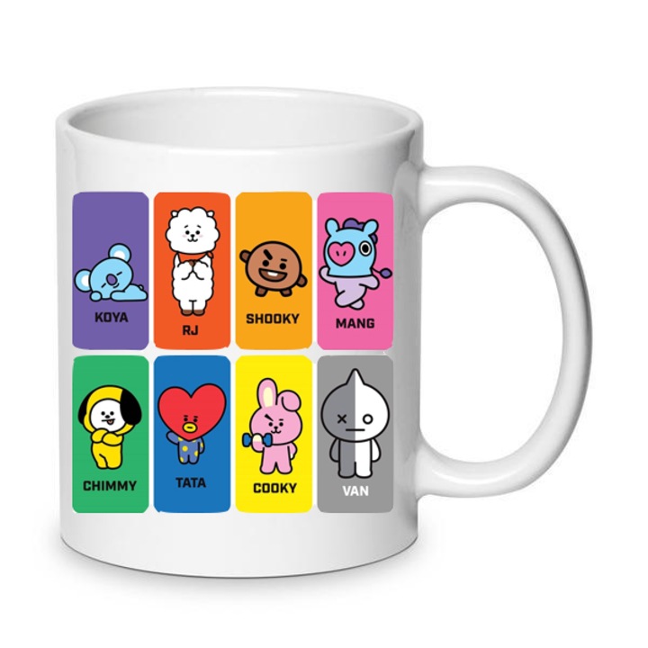 Cana BT21, Chn, ceramica, 330ml, alba, cu toate personajele