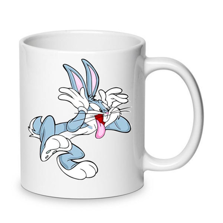 Cana ceramica Bugs Bunny 330ml, alb, set pentru fani Looney Tunes