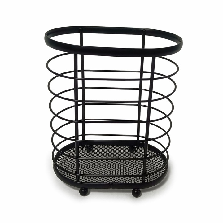 Поставка за съдове, Tadar, метална, 8,2 x 13 x 16,5 см, черна