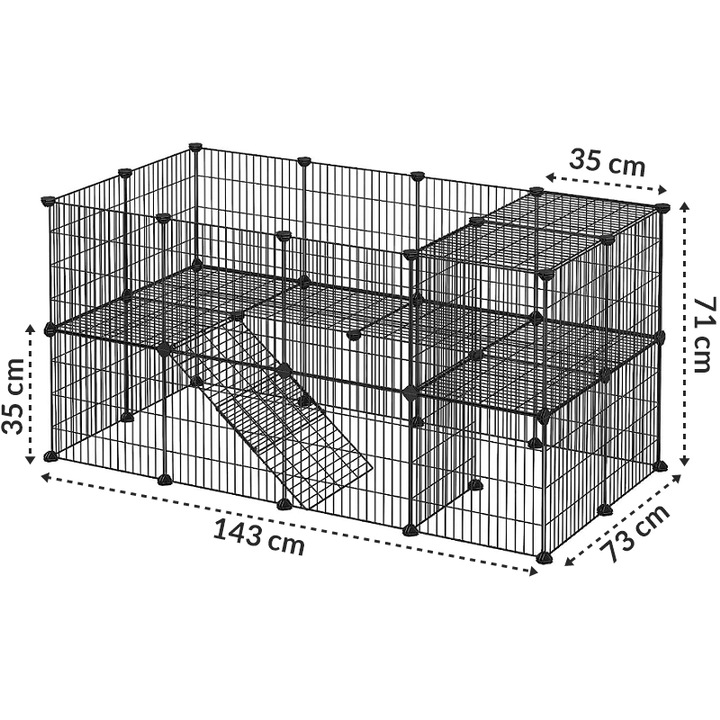 Összecsukható fém ketrec kisállatoknak, Nobo Kids, 143x73x71cm, fekete