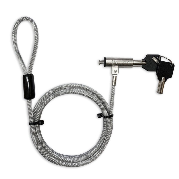 Защитен кабел, Techly, Nano слот, 2 ключа, сребрист, 1.8 м