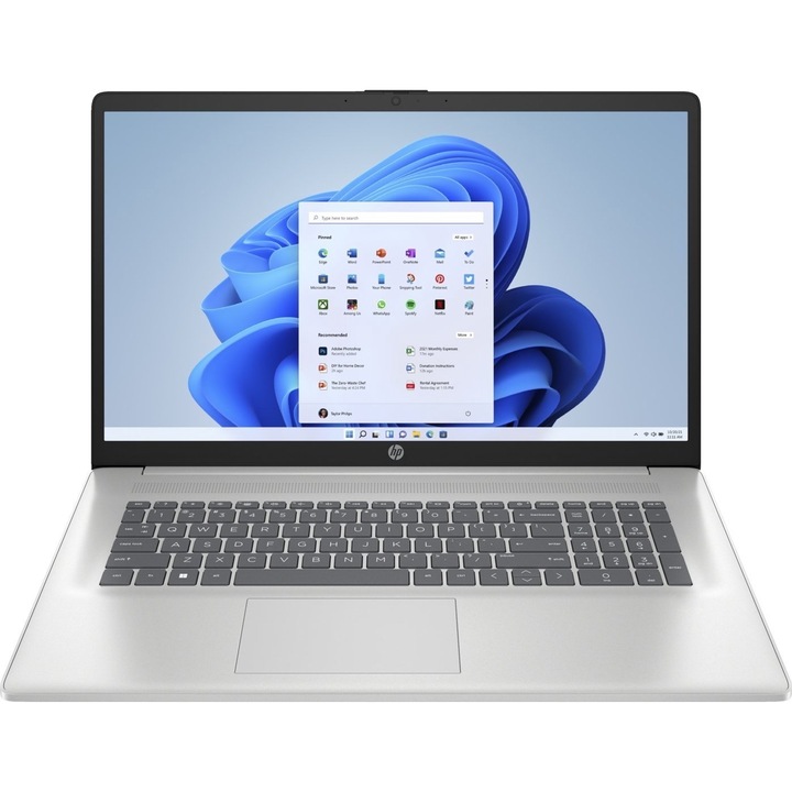 HP 17 laptop, 17,3 hüvelykes Full HD, Intel® Core™ 5 120U 5 GHz-ig, 16 GB RAM DDR4 3200, 512 GB SSD, Intel Graphics, Windows 11 Home, Natural Silver DDR4