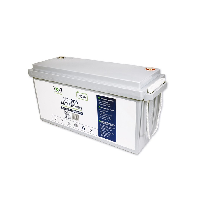 Baterie auto VOLT Acumulator LiFePO4 12V 150 Ah, 100A, alb, 484x240x172mm