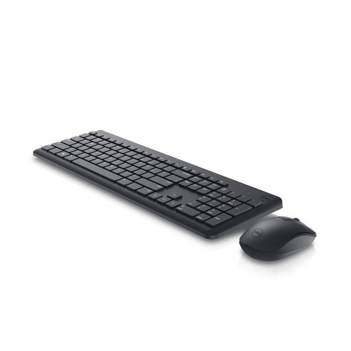Tastatura si mouse wireless Dell KM3322W, QWERTY, negru, dimensiuni 449,2x123x25,3mm
