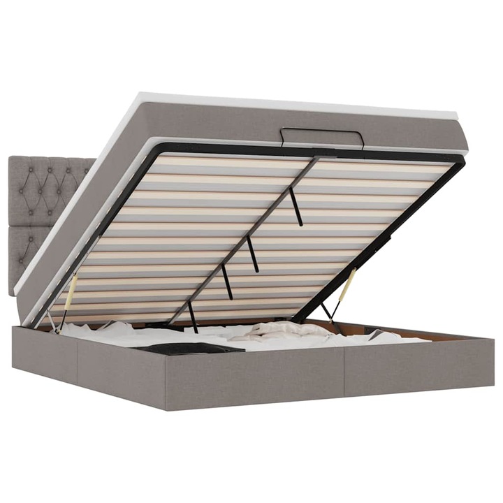 Cadru de pat otoman cu saltea vidaXL, Taupe, 180x200cm, Material, 68.17 Kg 3314111