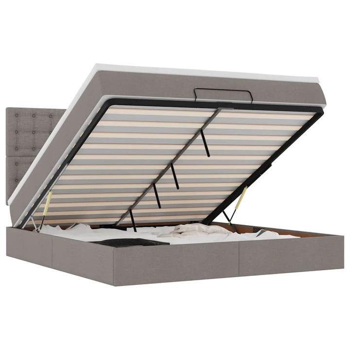 Cadru de pat otoman cu saltea vidaXL, Taupe, 180x200cm, Material, 67.79 Kg 3313345