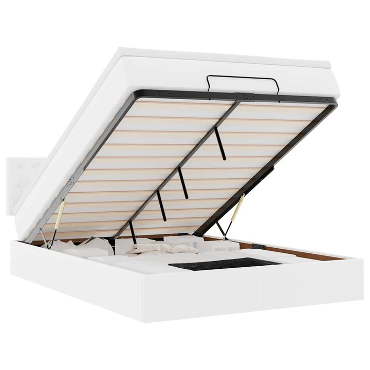 VidaXL Ottomán ágykeret matraccal tiszta fehér 140x190cm műbőrrel 55.88 kg