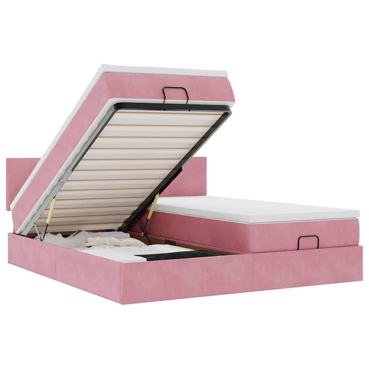 VidaXL Ottomán ágykeret matracokkal rózsaszín 180x200cm bársony 47.16 kg 3312910
