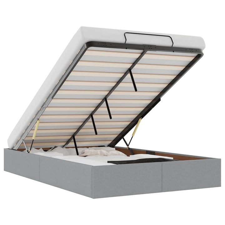 Османско рамка за легло vidaXL, Без матрак, Светлосива, 120x190см, Плат, 21.1 Kg